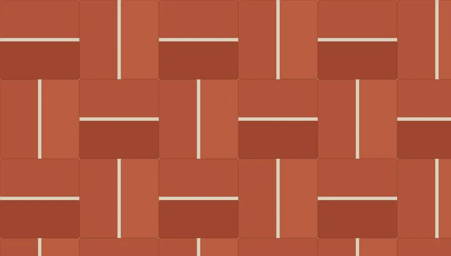 Diagram of basket weave bond: square blocks alternating between a stacked pair and a side-by-side pair of bricks