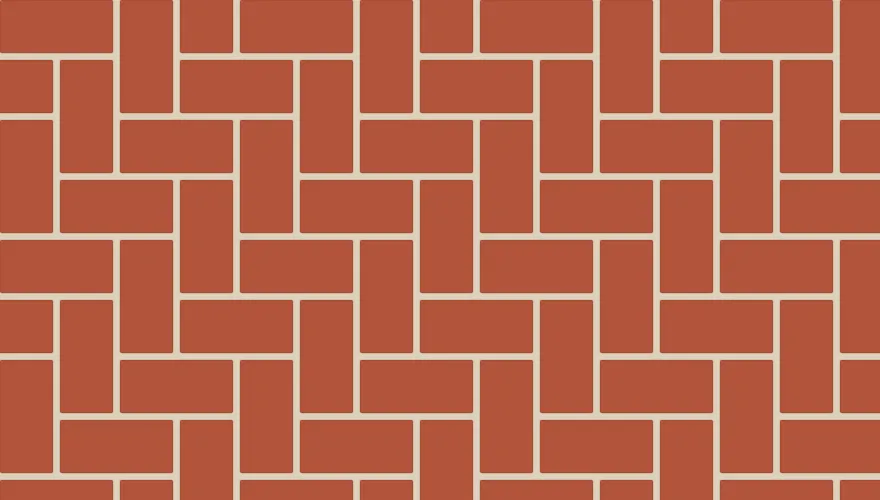 Diagram of herringbone bond: bricks set at right angles to each other, stepping across in a zigzag