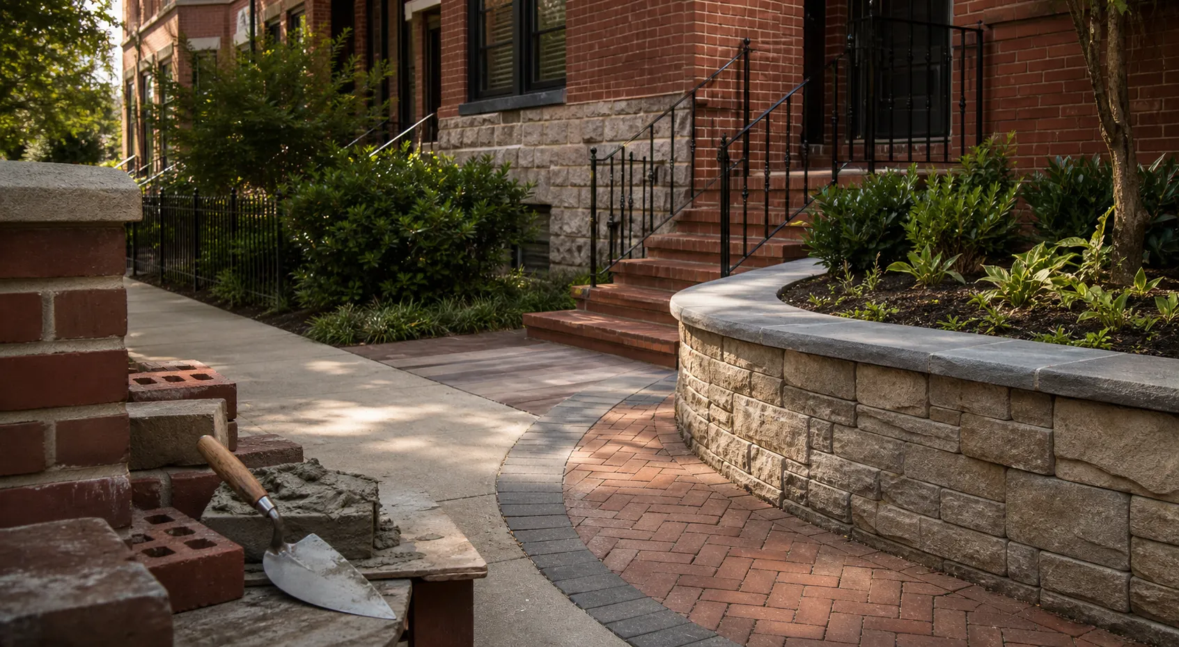 Premium Washington DC masonry service project with brick, stone, and concrete details